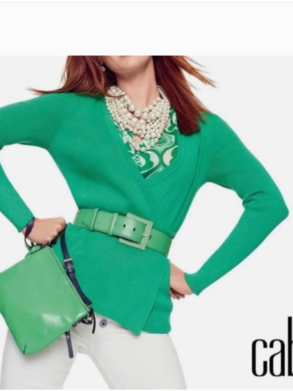 Cabi Cocktail Cardigan Wrap-Around Sweater 6244 Kelly Spearmint Green Size M